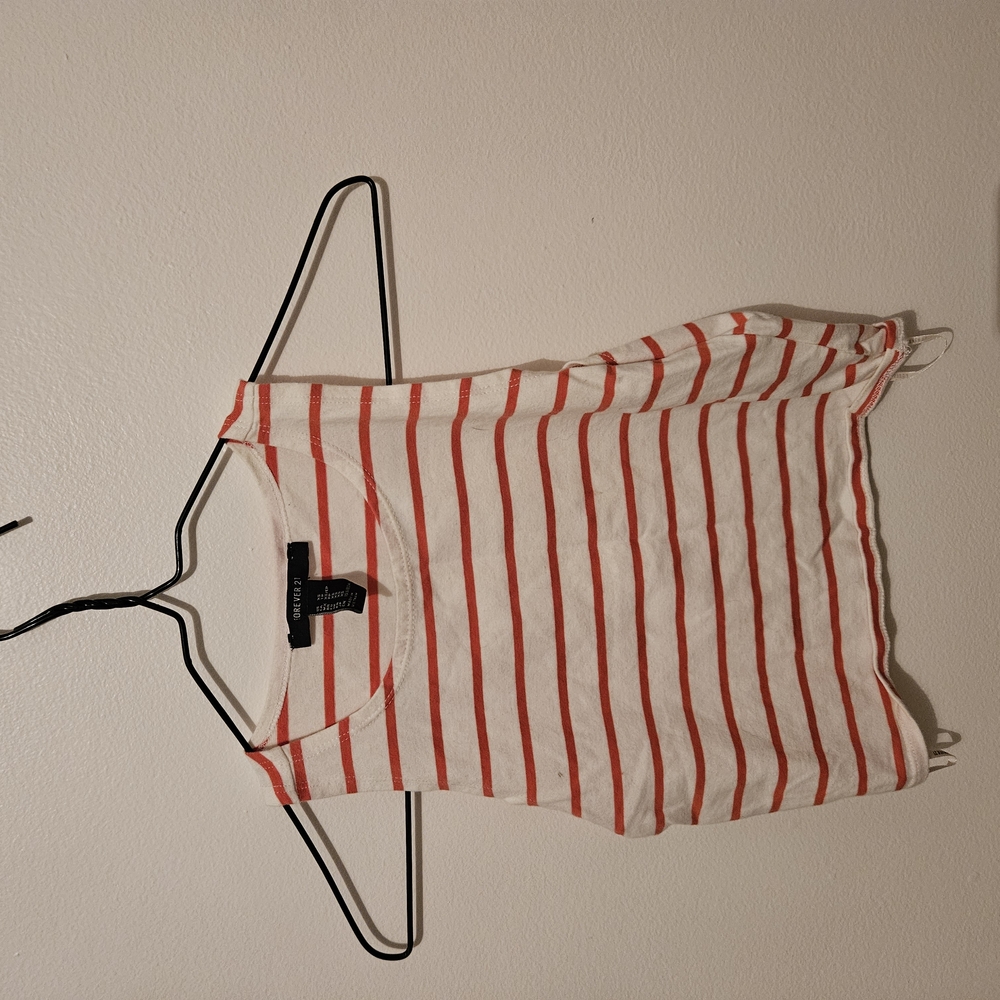 Blood Orange and White Striped Tank Top